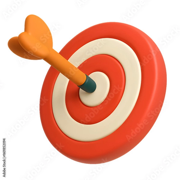 Fototapeta Red and White Target with Orange Arrow on Transparent Background for Achieving Business Goals and Precise Focus