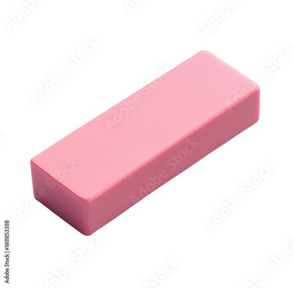 Obraz A minimalist still life composition featuring a pink eraser isolated on a transparent background