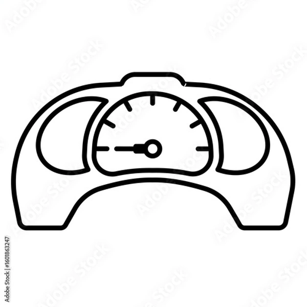 Fototapeta Single automotive part icon with simple outline style, mechanical spare component illustration with bold clean shape and monochrome detail for car repair and garage theme display.