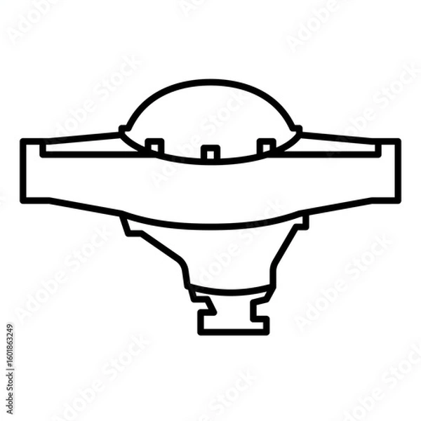 Fototapeta Single automotive part icon with simple outline style, mechanical spare component illustration with bold clean shape and monochrome detail for car repair and garage theme display.