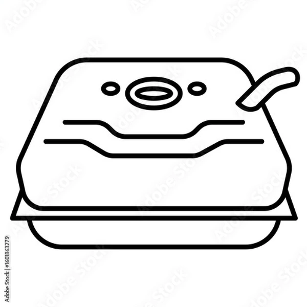 Fototapeta Single automotive part icon with simple outline style, mechanical spare component illustration with bold clean shape and monochrome detail for car repair and garage theme display.