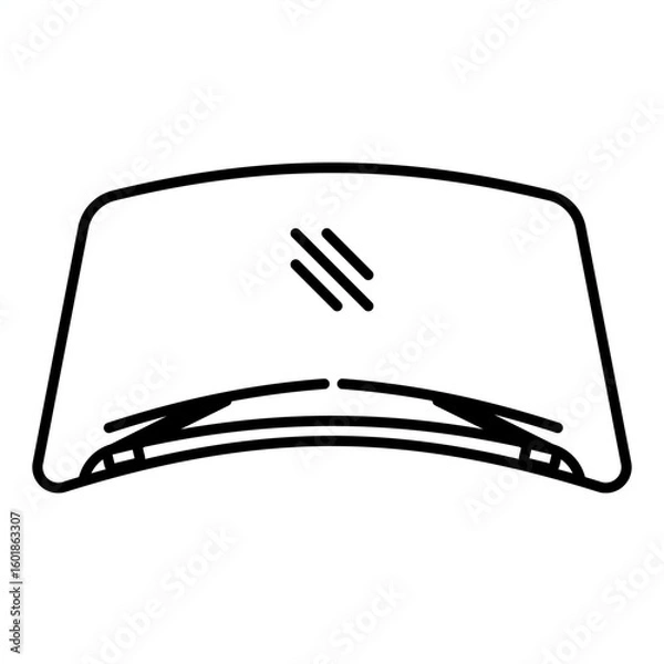 Fototapeta Single automotive part icon with simple outline style, mechanical spare component illustration with bold clean shape and monochrome detail for car repair and garage theme display.