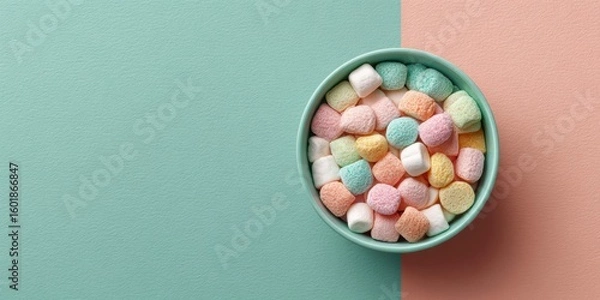 Obraz Colorful Marshmallow Cereal Bowl for National Fortune Cookie Day Premium Spring Celebration and Cinco de Mayo Marketing Campaigns