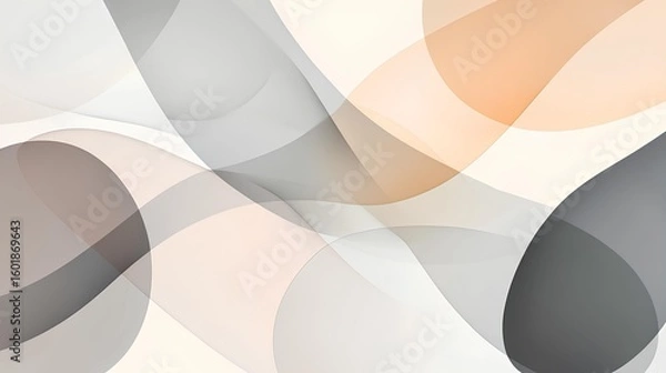 Fototapeta Abstract Wave Composition: A graceful dance of soft, fluid forms and shapes in harmonious shades of grey and peach creates a captivating visual experience. 