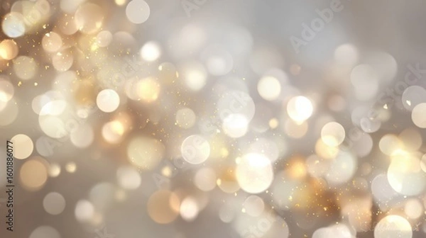Obraz Elegant blurred golden circles on warm gradient, fine floating sparkles for premium app interface, corporate presentation visual backdrop
