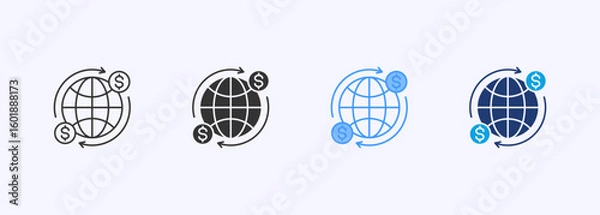 Fototapeta Global Icon Set Multiple Style Collection