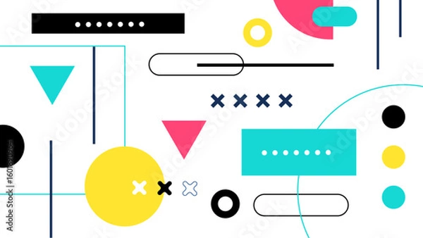 Obraz Abstract geometric design with vibrant colors and various shapes. Suitable for backgrounds, posters, packaging, and modern graphic design projects.