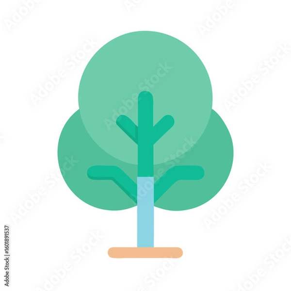 Fototapeta Simple Tree Icon in Flat Vector Design
