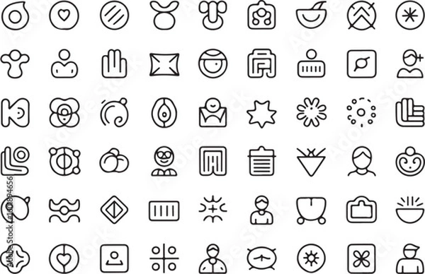 Fototapeta Abstract graphic design elements symbols icons line art