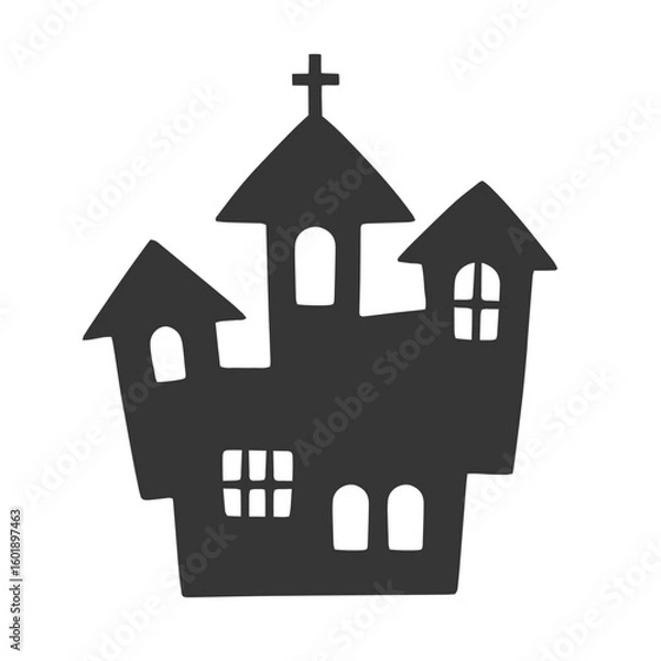 Obraz ハロウィンの家のシルエットイラスト