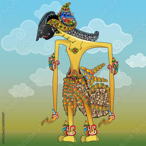 Obraz Vector illustration, Abimanyu shadow puppets character