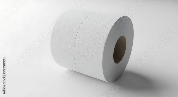 Fototapeta A Close-Up Studio Shot of a Roll of White Toilet Paper on a White Background