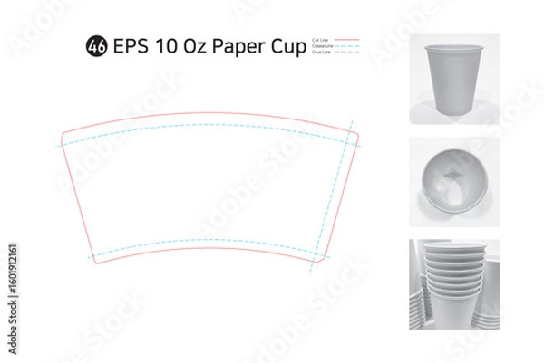 Fototapeta P2_46. 10 oz paper cup spread drawing. Please check as the shape and package specifications may vary depending on the printing machine.