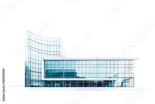 Fototapeta Modern glass building exterior with architectural design and contemporary facade view