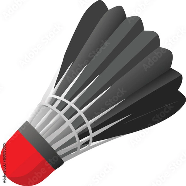 Fototapeta Close up of a black badminton shuttlecock with a red base