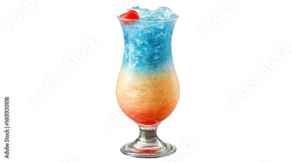 Fototapeta Refreshing Summer Mocktail with Gradient Colors on White