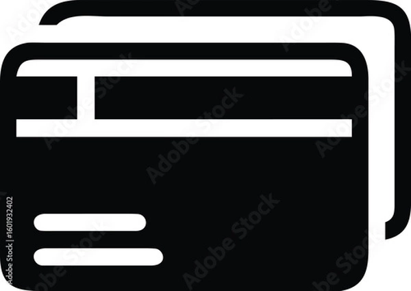 Fototapeta Black and White Icon of Two Credit Cards with Distinct Design Elements