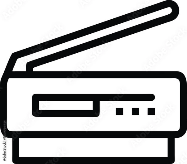 Fototapeta Simple Outline of a Scanner Machine with Open Top Lid Icon