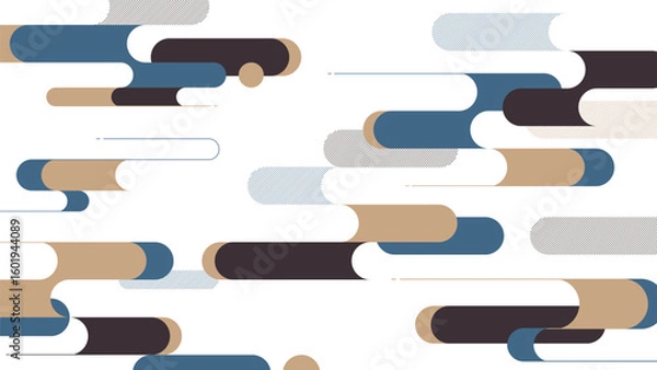 Obraz 16:9の和モダンな背景素材：日本の伝統的な文様の霞のある風景イラスト