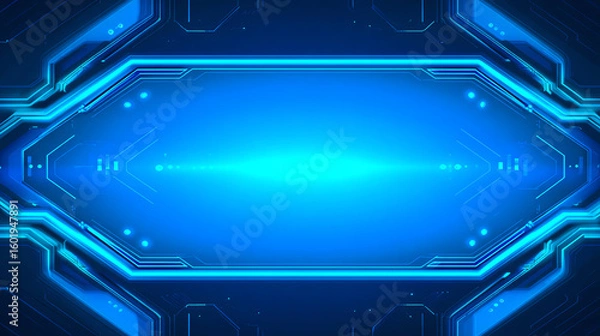 Fototapeta Futuristic digital design with glowing blue circuits, ideal for background use in tech-related projects and innovative presentations.