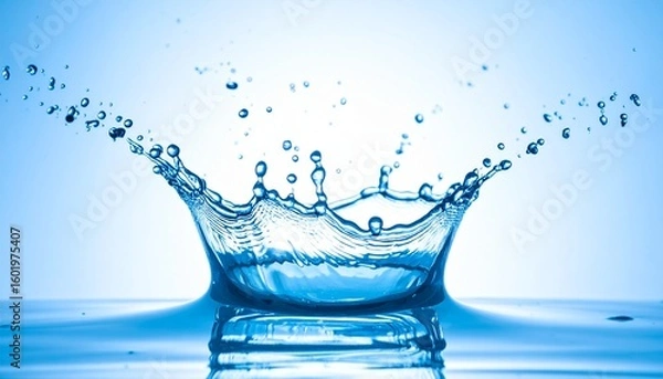 Fototapeta 透明な水が跳ねる瞬間の美しいスプラッシュ