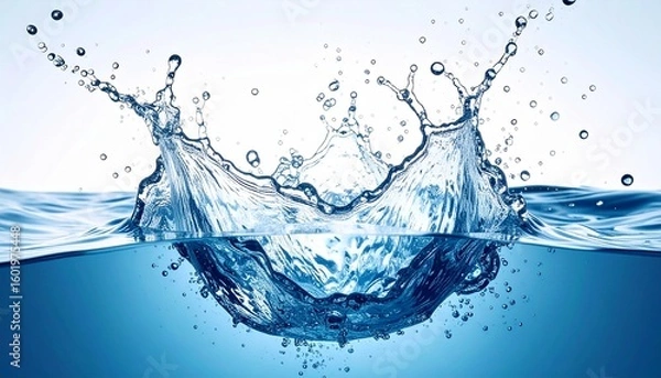 Fototapeta 透明な水が跳ねる瞬間の美しいスプラッシュ