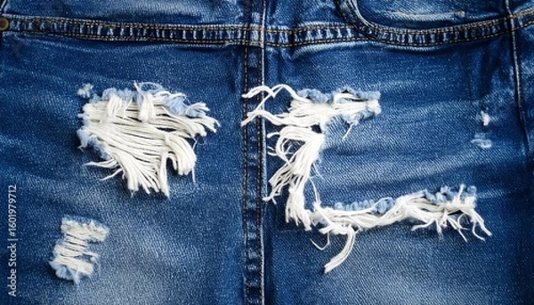 Obraz Ripped denim with frayed edges