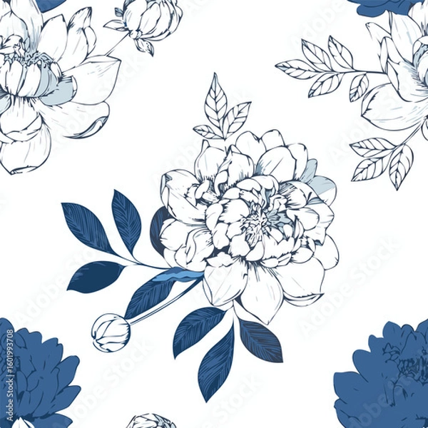 Fototapeta Elegant Hand-Drawn Floral Vector Pattern for Wallpaper and Backgrounds