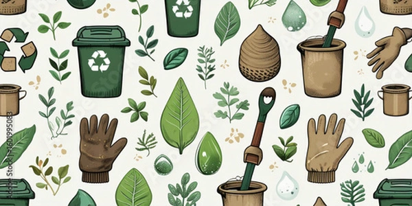 Obraz Eco Seamless Pattern for World Cleanup Day