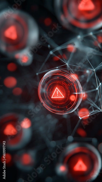 Fototapeta Zero trust architecture. Abstract glowing perimeter with alert for access denial.