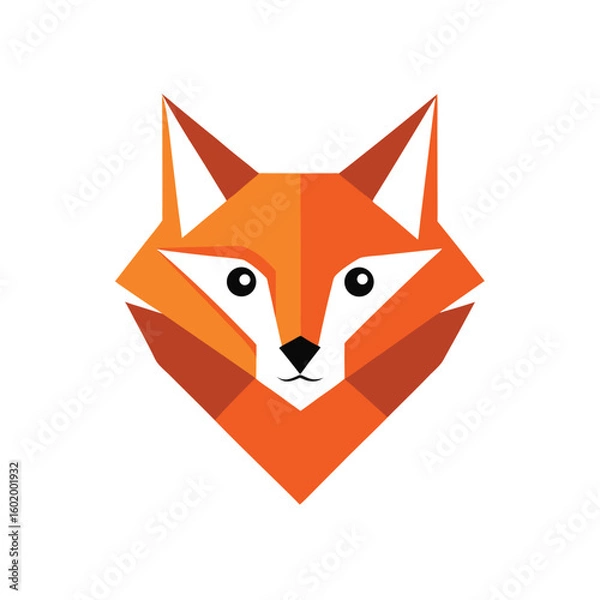 Fototapeta Fox head logo in triangular ear shape with geometric minimalist style design