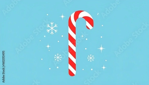 Obraz Festive candy cane graphic on light blue background