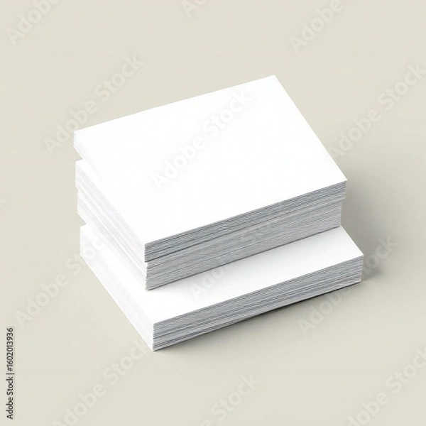Fototapeta Clean stack of white paper sheets on a neutral background