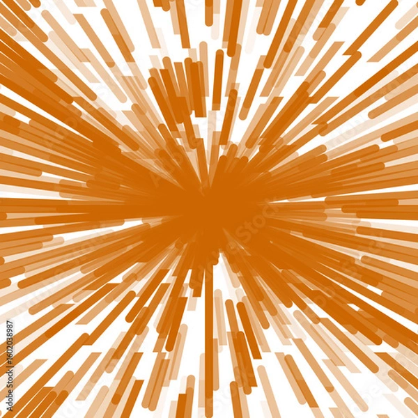 Fototapeta A vibrant orange and white abstract burst pattern radiating from the center, creating a dynamic motion effect resembling speed or an explosion