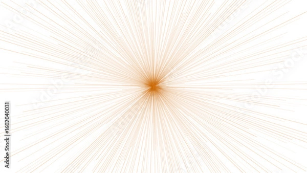 Obraz Abstract image with radial lines emanating from a central orange point, creating a sense of explosion or burst on a white background.