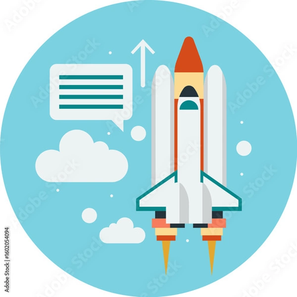 Obraz Space shuttle launching, with upward progress and communication.