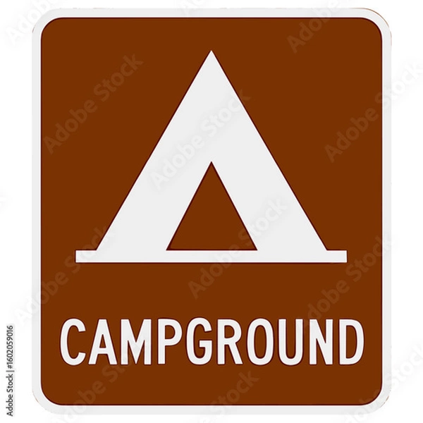 Fototapeta Campground signage indicating a designated area for outdoor enthusiasts in a forested location for recreational activities