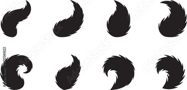 Fototapeta Cat with Fluffy Tail Silhouette Icon Vector Set – Feline Fur Detail Design