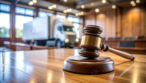 Obraz Gavel with Truck, Courtroom, and Justice.