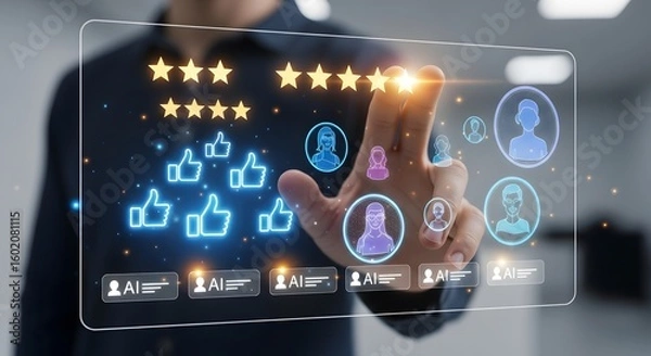 Fototapeta Touchscreen with AI-Powered Customer Feedback System – Rating Interface