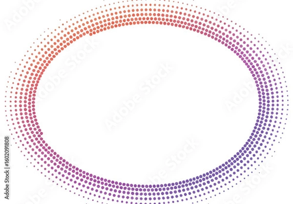 Fototapeta Abstract halftone frame vector, gradient circle border, dotted oval design element background image