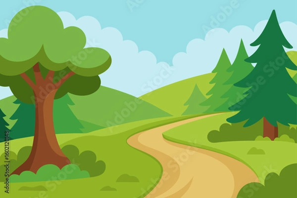 Obraz cartoon forest winding path