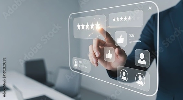 Fototapeta Touchscreen with AI-Powered Customer Feedback System – Rating Interface