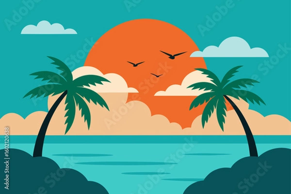 Obraz tropical beach sunset stylized
