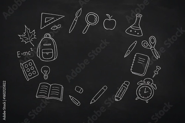 Fototapeta back to school blackboard with copy space