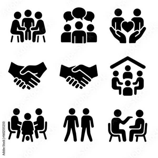 Fototapeta Chat circle group shared vector icons peer icon concern open community support