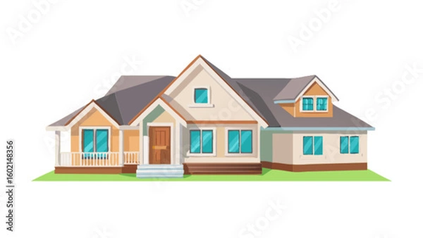 Fototapeta Find your dream home beautiful house illustration with architectural design and real estate property concept