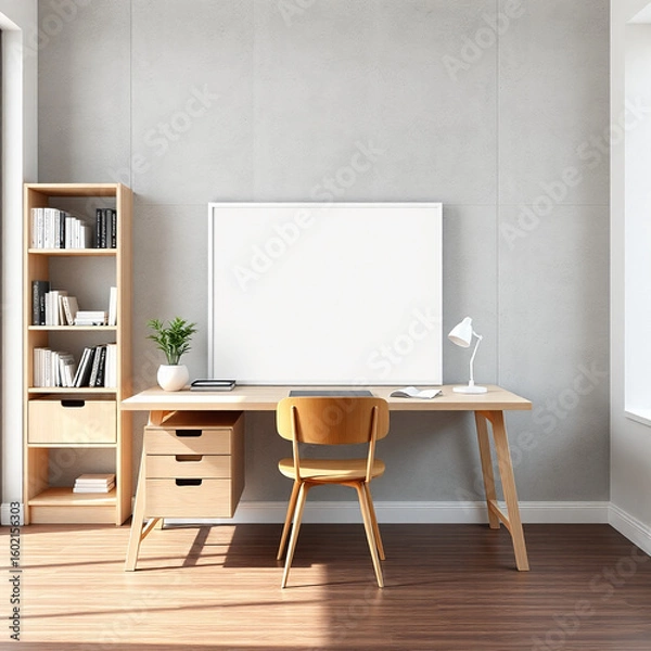 Fototapeta blank canvas mockup in a bright modern room versatile empty artwork display template for artists creative interior design showcase customizable painting surface for digital art presentations