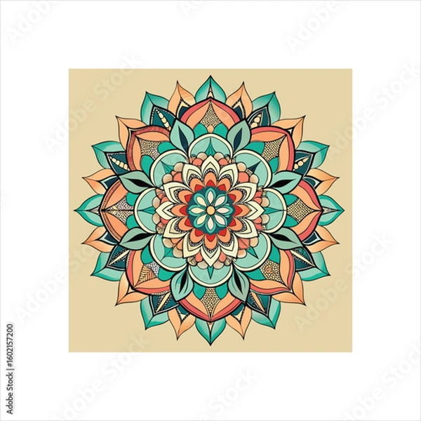 Obraz Floral lace mandala vector illustration with an ornamental round vintage pattern design