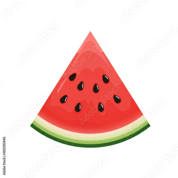 Fototapeta A vibrant slice of watermelon showcasing its juicy red interior and black seeds (1)